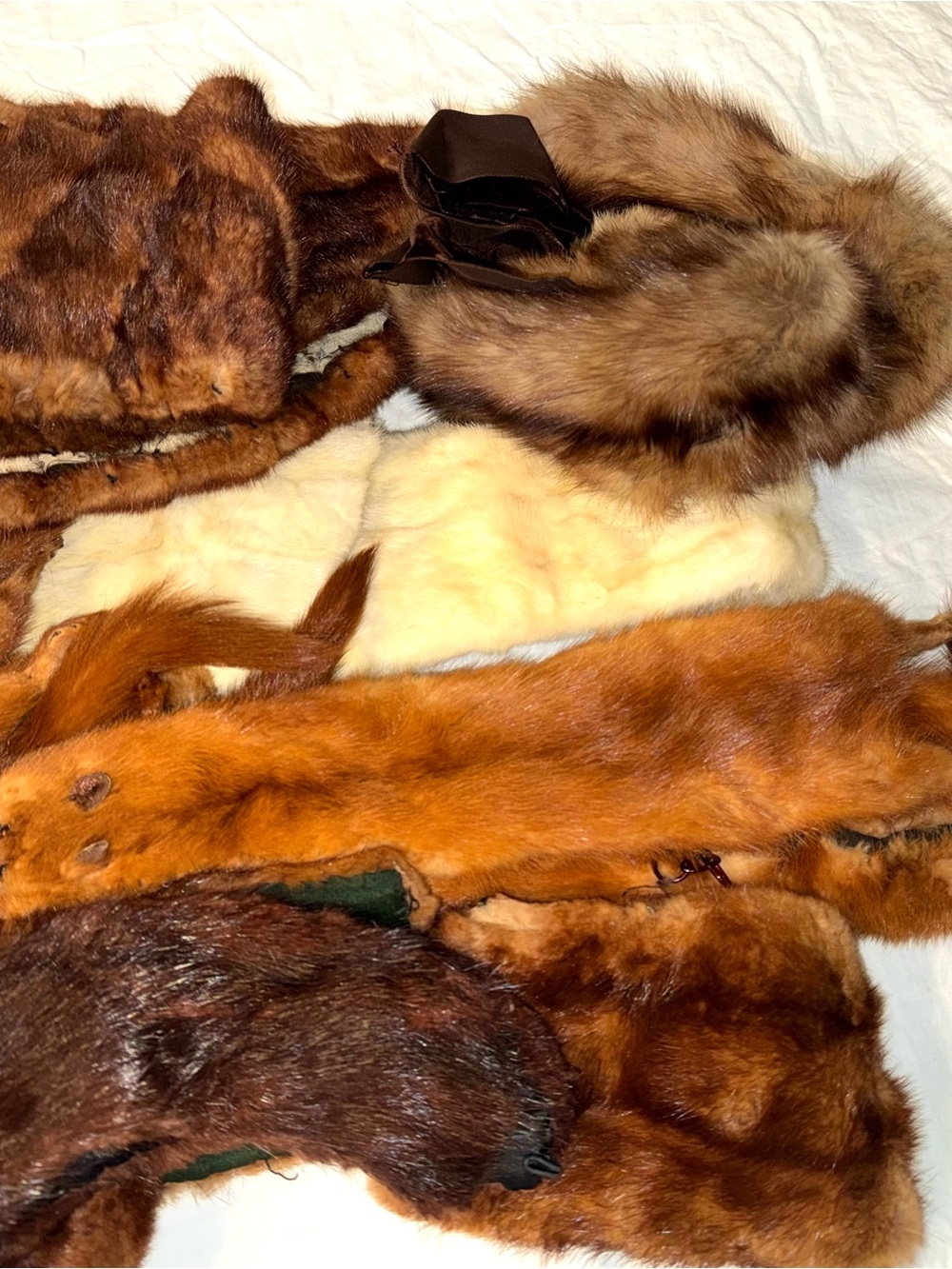 Vintage Fur Collars and Stoles lot Browns & Cream, theatre, costumes & crafts